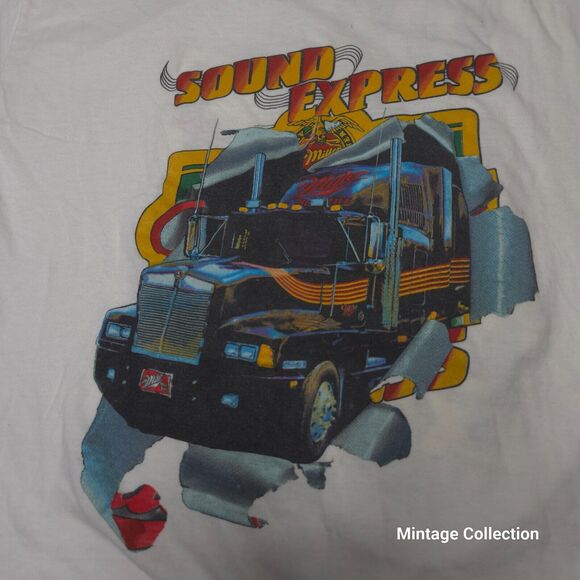 VINTAGE MILLER HIGH LIFE BEER SOUND EXPRESS TRUCK PROMO SINGLE STITCH SHIRT XL - Picture 3 of 9